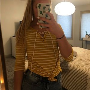 Yellow and white striped top